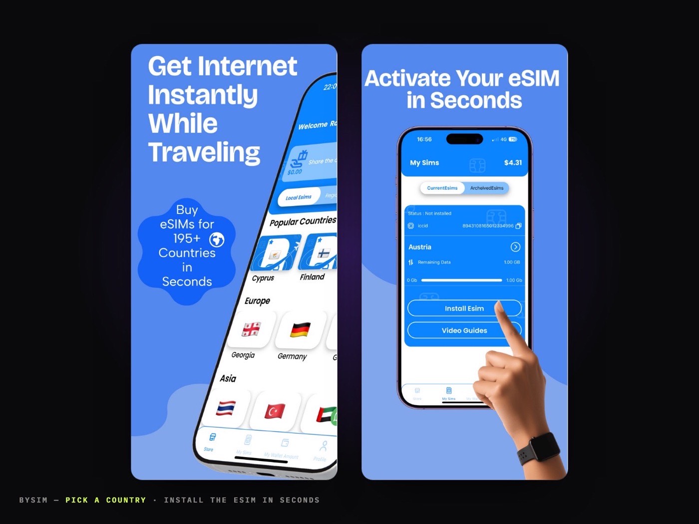 BYSIM — data in 190+ countries, no plastic — screen 1