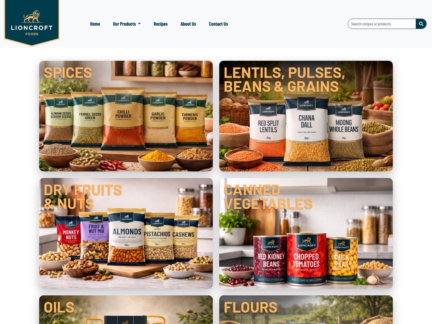 Lioncroft Foods — the world foods range, online — screen 1