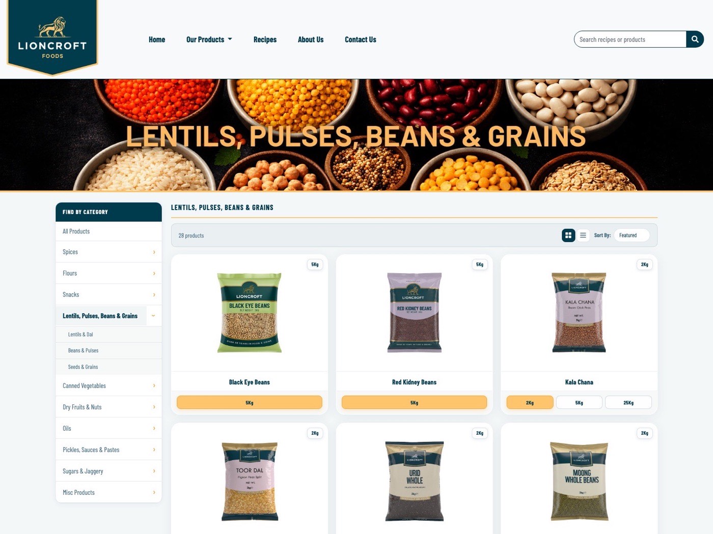 Lioncroft Foods — the world foods range, online — screen 3